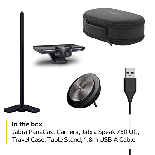 Jabra PanaCast Meet Anywhere+ Video Conference Bundle, 180 Panoramic-4K View Camera, 750 Conference Speakerphone, UC Certified, USB Cable, Table Stand, Travel Case - size: PanaCast + Speak 750 UC + Table Stand