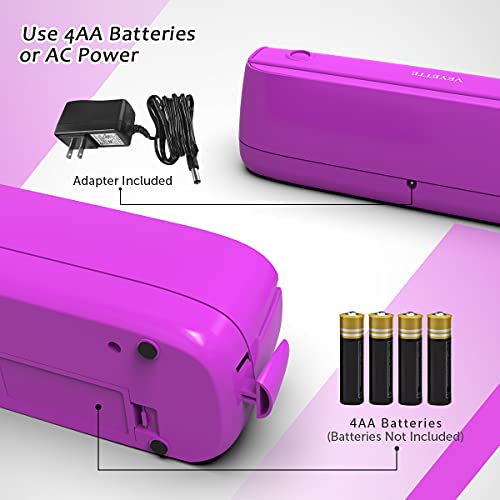 Electric 3 Hole Paper Punch, VEYETTE Paper Puncher with Adapter for Office School Studio, 20 Sheet Capacity, AC or Battery Purple - color: Purple