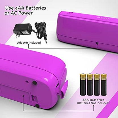 Electric 3 Hole Paper Punch, VEYETTE Paper Puncher with Adapter for Office School Studio, 20 Sheet Capacity, AC or Battery Purple - color: Purple