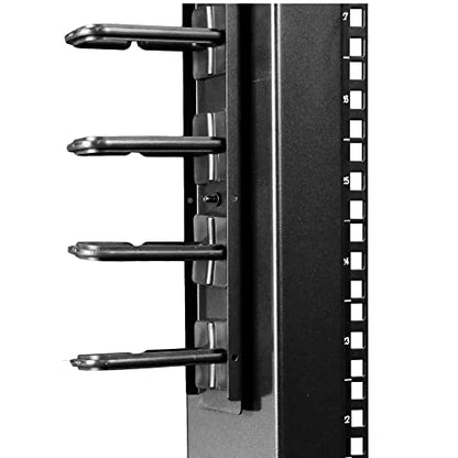 StarTech 20U Vertical Server Rack Cable Manager, D-Ring, 2.8ft (CMVER20UD) | Network rack cord manager panel, D-ring hooks, 2.8ft (0.85m) wire organizer, Improves airflow and passive cooling, Steel - style: 20U Vertical
