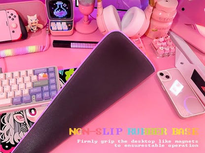 JMIYAV Pink RGB Gaming Mouse Pad 31.5x12 Inch PC XL Large Extended Glowing Led Light Up Desk Pad Non-Slip Rubber Base Computer Cute Mousepad Mat Desk Accessories Gaming Setup 371 - color: Pink Static