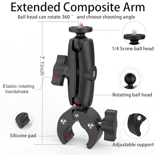 Super Mount Clamp Socket Arm 1/4"-20 Ball Head Adapter for Camera/Monitor/LED Lights/Microphone Accessories