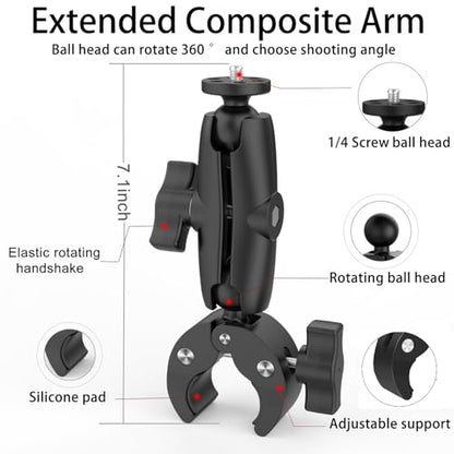 Super Mount Clamp Socket Arm 1/4"-20 Ball Head Adapter for Camera/Monitor/LED Lights/Microphone Accessories