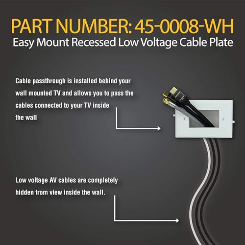 DATACOMM Electronics 45-0008-IV Easy Mount Recessed Low Voltage Cable Plate - Ivory - style: Ivory - Bullnose Plate / 1-Pack