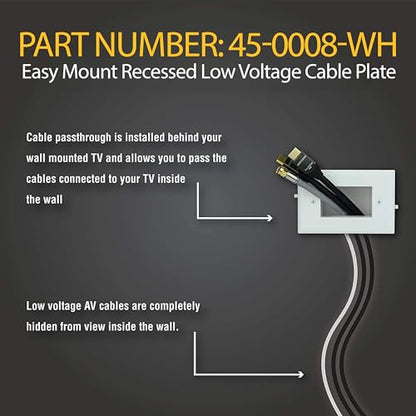 DATACOMM Electronics 45-0008-IV Easy Mount Recessed Low Voltage Cable Plate - Ivory - style: Ivory - Bullnose Plate / 1-Pack