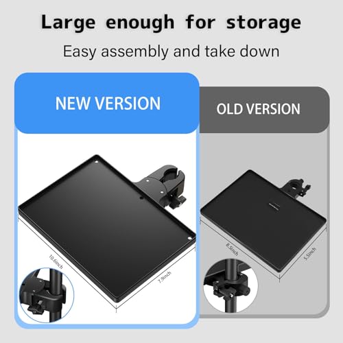 BILIONE Microphone Stand Tray with Crab Clamp, 10.6" x 7.8" Large Tray Shelf Attachment Clamp on Studio Music Floor Stands for Storage - style: Tray