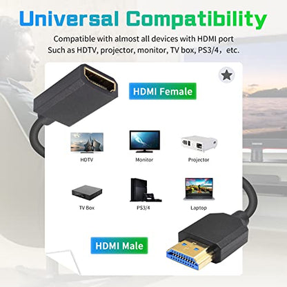 Duttek 8K Coiled HDMI Extension Cable, Extreme Thin HDMI Male to Female Coiled Cable 48Gbps Ultra High Short HDMI Cable 8K@60Hz Resolution Backward Compatible for 4K Ultra HD, 1080p 4FT/1.2M - style: HDMI Male to Female