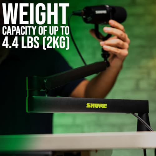 Shure by Gator Premium Low-Profile Desktop Mic Boom Stand; Fully Adjustable for Podcast, Streaming, and Home Office Setups (SH-BROADCAST2)
