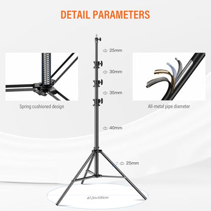 Heavy Duty Light Stand 13.12ft/400cm Adjustable 17.6lb/8kg Max Loading Photography Air Pressure Buffer Tripod Stand with 1/4” to 3/8” Screw Adapter for Strobe,LED Video Light, Monolight, Softbox