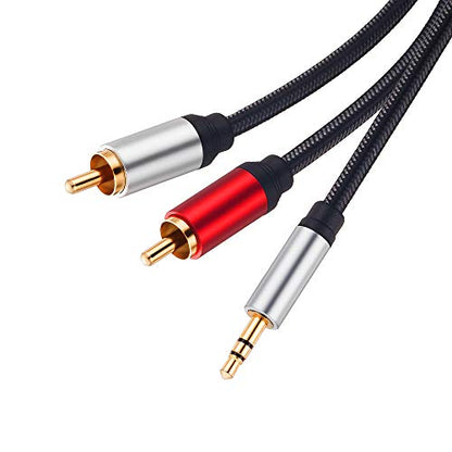 RCA Cable 10Ft, 3.5mm Male to 2RCA Male Stereo Audio Adapter Cable Nylon Braided AUX RCA Y Cord for Smartphones, MP3, Tablets, Speakers, HDTV and More(10Ft/3M) - size: 10 ft
