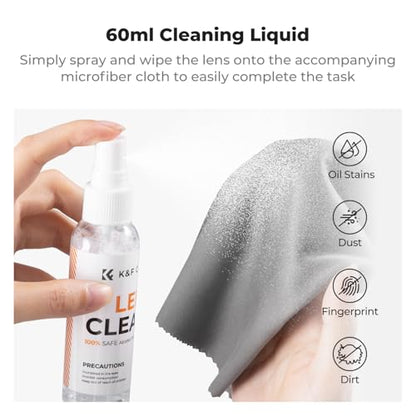K&F Concept 25-1 Professional Camera Cleaning Kit with Full Frame Sensor Cleaning Swabs/60ML & 20ML Lens Cleaner/Cleaning Wipes/Camera Blower/Lens Pen Brush/Microfiber Cloths/Carrying Case - size: 24mm