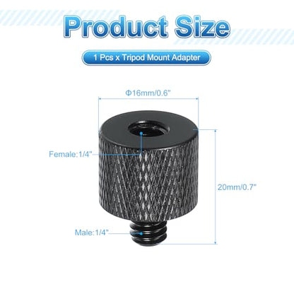 PATIKIL Tripod Screw Adapter 1/4" Female to 1/4" Male, Tripod Nut Connectors Camera Mount Screw Camera Double Head Converter for Microphone Holder Magic Arms Accessories - size: 1/4" to 1/4"