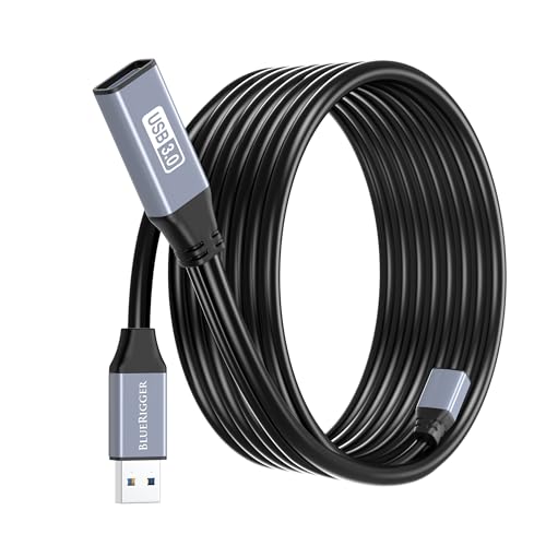 BlueRigger Active USB 3.0 Extension Cable 15FT (5 Gbps USB Extender Cord) - Long USB Extension Cable for Webcam, VR Headset, Printer, Hard Drive, Keyboard, Mouse - color: Grey USB 3.0, size: 15FT