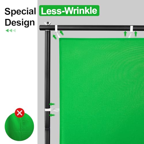 EMART 7x10ft Green Screen Backdrop Kit with Movable Stand, Large 9.5x9.5ft Photography Greenscreen Background Adjustable Frame with Wheels for Photo Shoot, Live Streaming, Video Recording