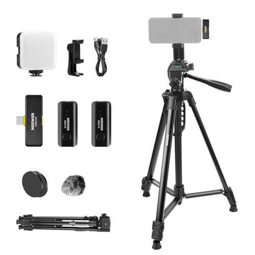 NEEWER Basics PA056 Vlogging Kit for iPhone Android Phone for YouTube TikTok Streaming Filmmaking Video Recording, Tripod + Microphone + LED Fill Light, Youtuber Starter Content Creator Essentials