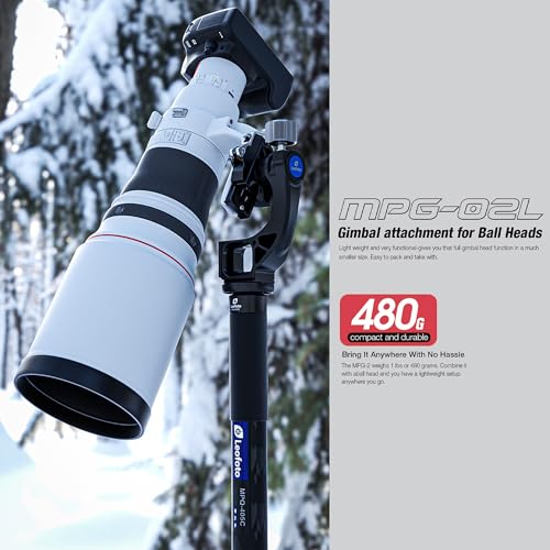 Leofoto Monopod Gimbal Head for Camera, Professional Aluminum Alloy Tripod Head with Arca-Swiss Dovetail Quick Release Plate, 360° Panoramic Shooting for DSLR Camera Up to 48lbs/22kg (MPG-02L) - color: MPG-02L-Max Load 48lb