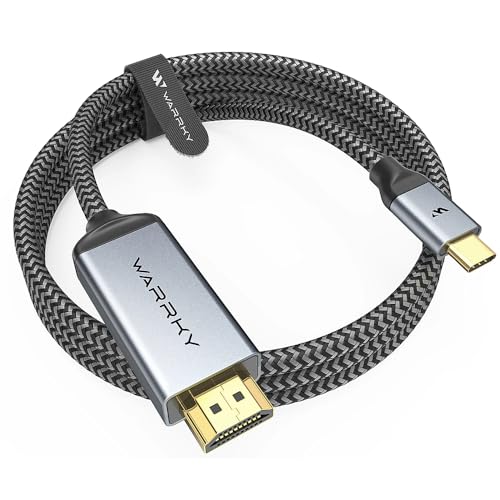 Warrky USB C to HDMI Cable 4K, [10FT / 3M, Braided, High Speed] Thunderbolt 3 to HDMI Adapter Compatible for New iPad, MacBook Pro/Air, iMac, Galaxy S20 S10 S9 S8, Surface, Dell, HP - size: 10FT, style: 1 Pack