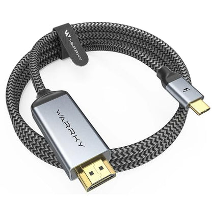 Warrky USB C to HDMI Cable 4K, [10FT / 3M, Braided, High Speed] Thunderbolt 3 to HDMI Adapter Compatible for New iPad, MacBook Pro/Air, iMac, Galaxy S20 S10 S9 S8, Surface, Dell, HP - size: 10FT, style: 1 Pack