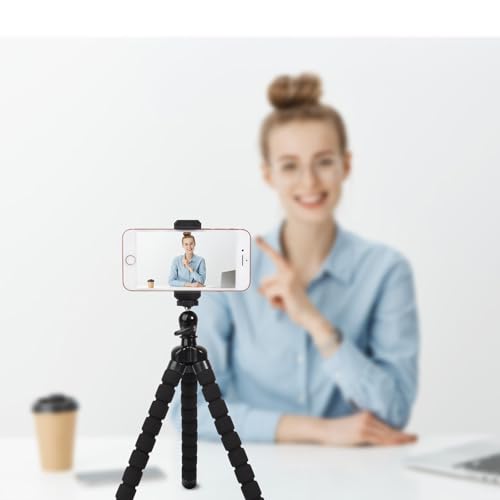 Phone Mini Tripod, Ruittos Premium Flexible Mobile Phone Tripod Stand Compatible with iPhone Samsung Go Pro, Small Digital Camera, Black