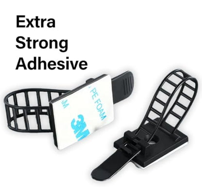 50PCS Adjustable Cable Tie Mounts – Adhesive Cord Clips with Screw Hole, Reusable Cable Organizer for Desk TV PC Gaming Wire Management, Black – Cable Tie Up