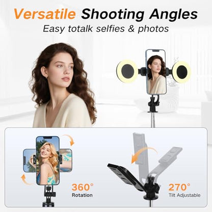 70” Phone Tripod & Selfie Stick with Light, Metal Tripod Holder with Wireless Remote,Portable Travel Selfie Stick Tripod for iPhone/Android and Gopro - color: Black-SL