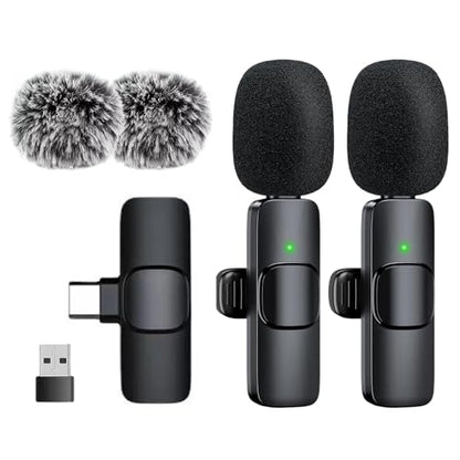 Lavalier Microphone - Wireless Lapel Microphone | Noise-Cancelling Mini Wireless | Portable Clip On Neck Sound Recorder for Podcasting Interviews Vlogging Studio