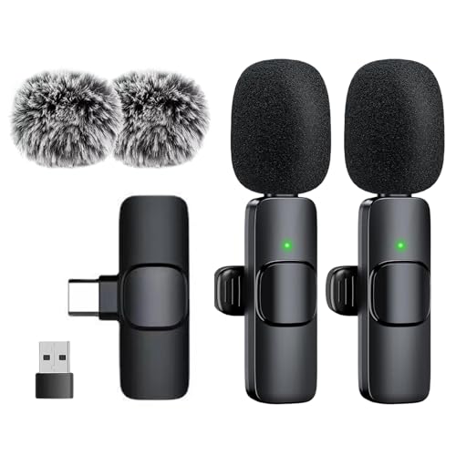 Lavalier Microphone - Wireless Lapel Microphone | Noise-Cancelling Mini Wireless | Portable Clip On Neck Sound Recorder for Podcasting Interviews Vlogging Studio
