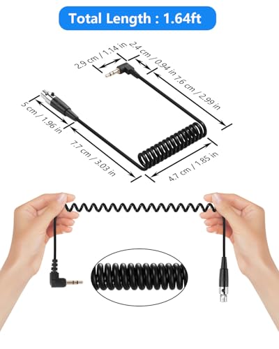 CERRXIAN 3.5mm to Mini XLR Stereo Audio Coiled Cable 90° 1/8" TRS Jack to 3 Pin Mini XLR Female Stereo Adapter Connector for Digital Camera, Microphone, Audio Mixer, Cell Phone, Laptop, Speaker 1.64Ft - size: 3.5MM TRS Male to 3 Pin Mini XLR Female