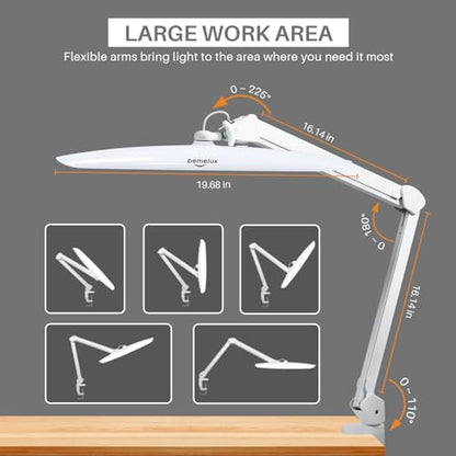 117PCS LED Clamp Desk Lamp, 20 Inch Metal Swivel Arm with Protective Casing, 2200 Lumens, Dimmable Task Lamp for Reading, Office Work, Sewing, Study, and Crafts(White) - size: WHITE-NonCCT-Protective
