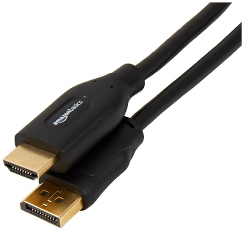 Amazon Basics DisplayPort to HDMI Cable, Video and Audio, Uni-Directional, 1920x1200, 1080p Full HD, Gold-Plated Plugs, 3 Feet, Black, 5-Pack - size: 3 Feet, style: 5-Pack