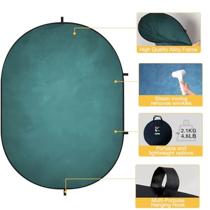 Kate Collapsible Backdrop Pop up Photo Backdrops Foldable Background Portable for Headshot,Portrait Photography,Video,5x6.5ft,Blue/Cyan