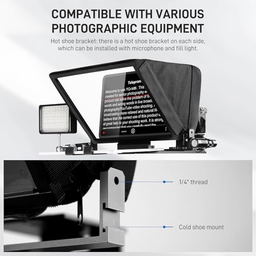GVM 12" Teleprompter kit with Remote Control & App, Collapsible Teleprompter for iPad Tablet Phone DSLR Camera, Prompter with Carry Case, HD Refective Display, for Video Recording/Vlogger - size: 12inch