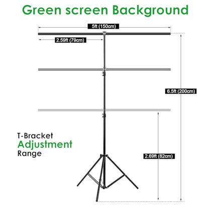 Green Screen Backdrop Kit, Portable Greenscreen Background with T-Shaped Stand, 5 Clamps & Carrying Bag for Photography, Streaming, Zoom, Gaming, (Green, 6.5 Feet X 5.0 Feet) - color: 78×59IN Green