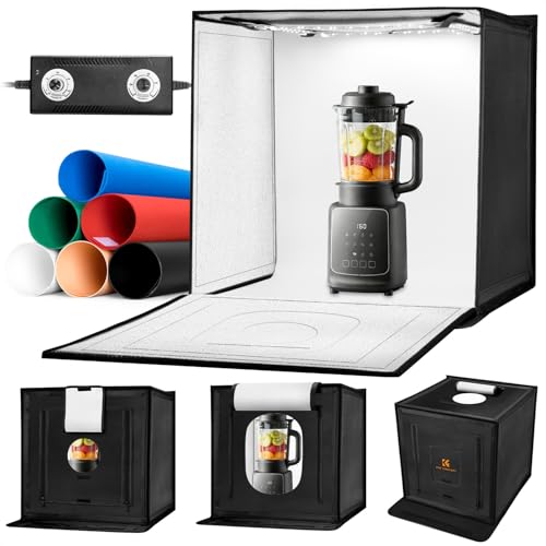 K&F CONCEPT Photo Studio Shooting Tent, 20"x20" Light Box with 160 LEDs 97+ CRI, 3000K-5600K Dimmable & 6 Backdrops, Portable Folding Lightbox for Product Photography - size: 20*20 inch