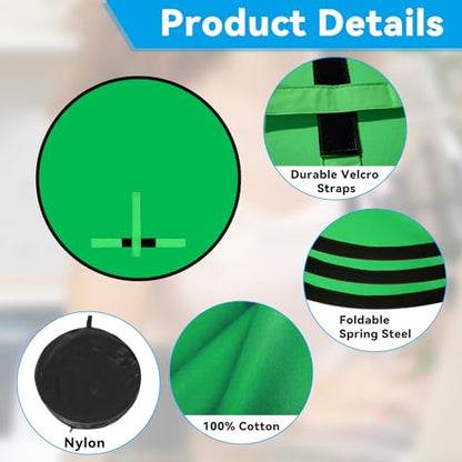 Portable Green Screen Chair with Stand 57 inch Double Sided Chroma Key Backdrop for Zoom/Streaming, Foldable Green Background for Photography, Video Chats, Gaming & Meetings