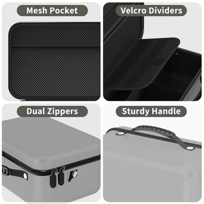 Hard Shell Camera Case Compatible with Canon EOS Rebel T7/R50/R100 and More DSLR & Mirrorless Cameras – Portable Travel Bag with Adjustable Dividers, Mesh Pocket & Shoulder Strap (Grey) - color: Grey