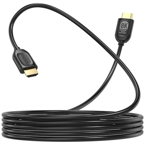 Fosmon 8K HDMI Cable 25 FT Long Ultra High Speed HDMI 2.1 Cord 48Gbps 8K@60Hz 4K@120Hz Compatible with TV UHD HDTV Streaming Laptop PC Monitor Projector Blu-ray PS5 Xbox Gaming, Support eARC HDR HDCP - size: 25FT, style: 8K