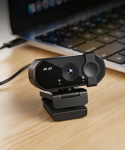 4K Webcam with AF Auto-Focus, 6+2 Optical Lenses, Independent ISP Noise Reduction & Dual Noise-Canceling Mics, Plug&Play Computer Camera for Zoom/Teams/Facetime