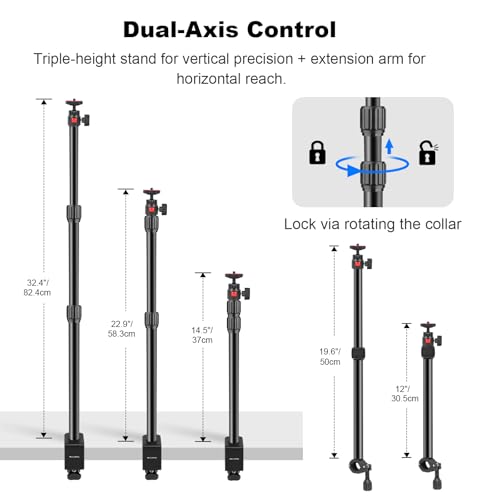 Camera Desk Mount Table Stand with Magic Arm & Ball Head, Table Light Stand with C Clamp, Webcam Desk Camera Mount for DSLR Ring Light Mic Live Streaming Vlog (811003) - style: 811003 - Table Stand with Horizontal Arm