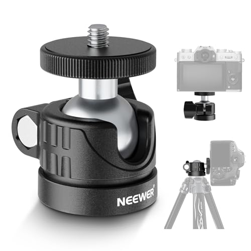 NEEWER Basic Mini Ball Head, Portable Tripod Head Camera Mount Adapter with 1/4" Screw for Compact DSLR Action Cam Phone LED Ring Light Monopod Slider, 4.4lb Max Load, 360° Swivel & 90° Tilt, GM01 - style: GM01
