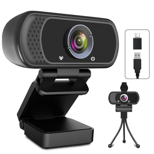 USB C Webcam for Switch 2 / PC: 1080P HD Web Cam with Mic,Computer Camera with Privacy Cover & Tripod Stand for MAC Desktop Laptop, Wide Angle Webcam Pro Streaming Web Camera for Skype/Teams/Webex - style: USB-C Webcam with Cover & Tripod