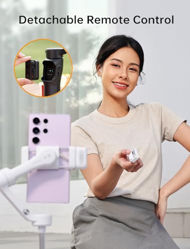 hohem iSteady V3 Gimbal Stabilizer for iPhone, Magnetic AI Tracker,Detached Remote,Built-in Tripod Extension Rod, 3-Axis Phone Gimbal Stabilizer for Smartphone Video Recording Vlog Live tiktok,Black