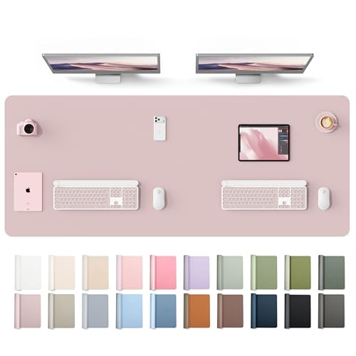 YSAGi Leather Desk Protector, Office Mat, Large Mouse Mat, Non-Slip PU Leather Blotter, Laptop Desk Mat, Waterproof Writing Pad for Office and Home(Grayish Lavender, 63" x 24") - color: Grayish Lavender, size: 63" x 24"