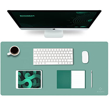 K KNODEL Large Office Leather Desk Mat, Mouse and Keyboard Pad, Computer and Laptop Mat, Desktop Protector and Cover, Writing Pad and Blotter (31.5"x15.7", Green) - color: Green, size: 31.5" x 15.7"