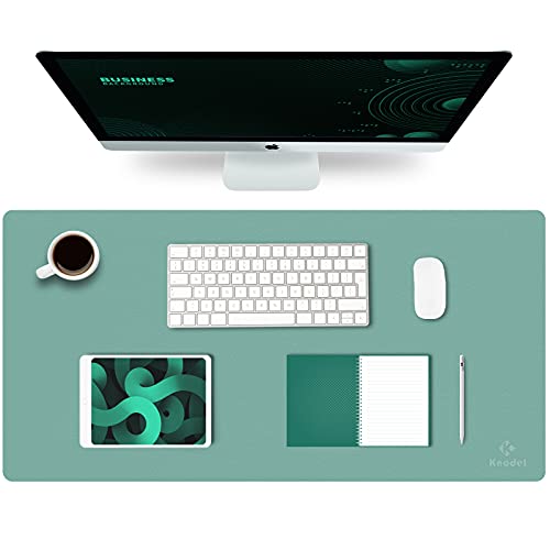 K KNODEL Large Office Leather Desk Mat, Mouse and Keyboard Pad, Computer and Laptop Mat, Desktop Protector and Cover, Writing Pad and Blotter (31.5"x15.7", Green) - color: Green, size: 31.5" x 15.7"