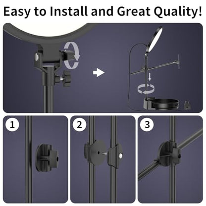Selfie Light Kit for Desk and Laptop,55W Dimmable Full Screen Ring Light,with Rotating Storage Box,Pen Holder Stand,Phone Holder and Controller (White, 10.5) - color: White