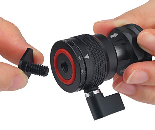 Mini Ball Head Cold Shoe Mount, Panoramic Tripod Ballhead with 1/4 Screw, Shoe Mount Adapters for Speedlight/Monitor/Microphone