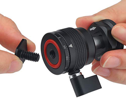 Mini Ball Head Cold Shoe Mount, Panoramic Tripod Ballhead with 1/4 Screw, Shoe Mount Adapters for Speedlight/Monitor/Microphone