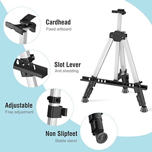 Art Painting Display Easel Stand - Portable Adjustable Aluminum Metal Tripod Artist Easel with Bag, Height from 17" to 66", Extra Sturdy for Table-Top/Floor Painting, Drawing, and Displaying, Silver - style: Silver - 1pack