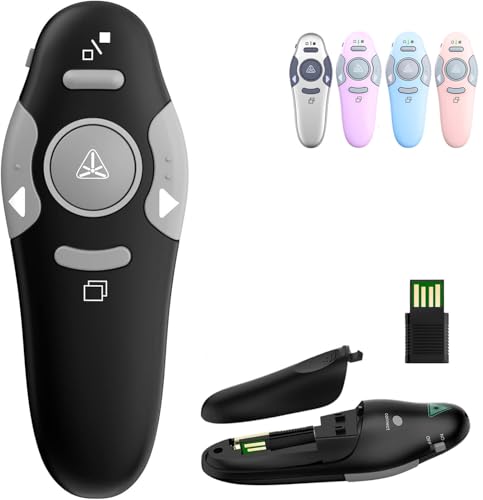 QUI Presentation Clicker Wireless Presenter Remote Clicker for PowerPoint Presentation Remote, PowerPoint Slide Advancer for Mac/Windows/Google Slide/Keynote, Black, A - color: Black